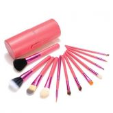 Kit de pincéis com case rosa 13 peças